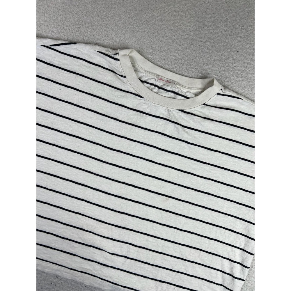 Marine Layer Shirt Womens Large White Stripe Vintage Slub Cropped Tee - Picture 3 of 9